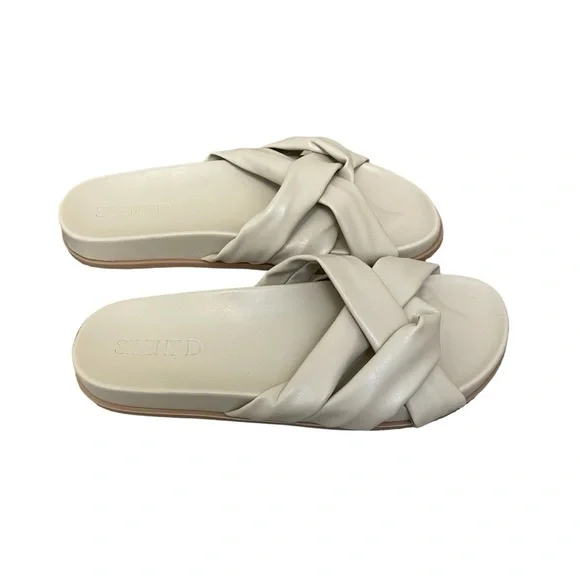 Anthropologie Silent D Cream Helena Slip On Flat Strap Sandals Size 40/9-9.5 - Picture 3 of 9